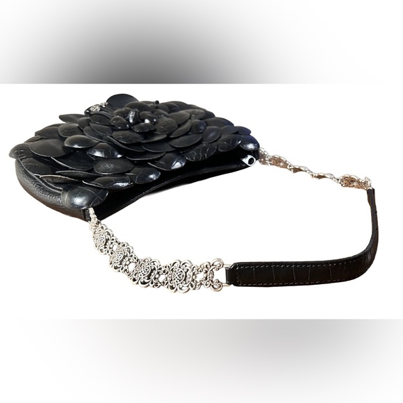 Brighton Rosalie Black Flower Leather Handbag - Picture 7 of 9